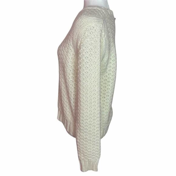 Lole Sweater Size L Ivory Wool Blend Loose Knit Crew Neck Chunky Long Sleeve - Picture 2 of 7
